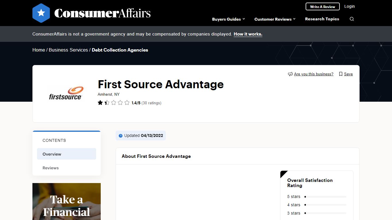 Top 30 First Source Advantage Reviews - ConsumerAffairs