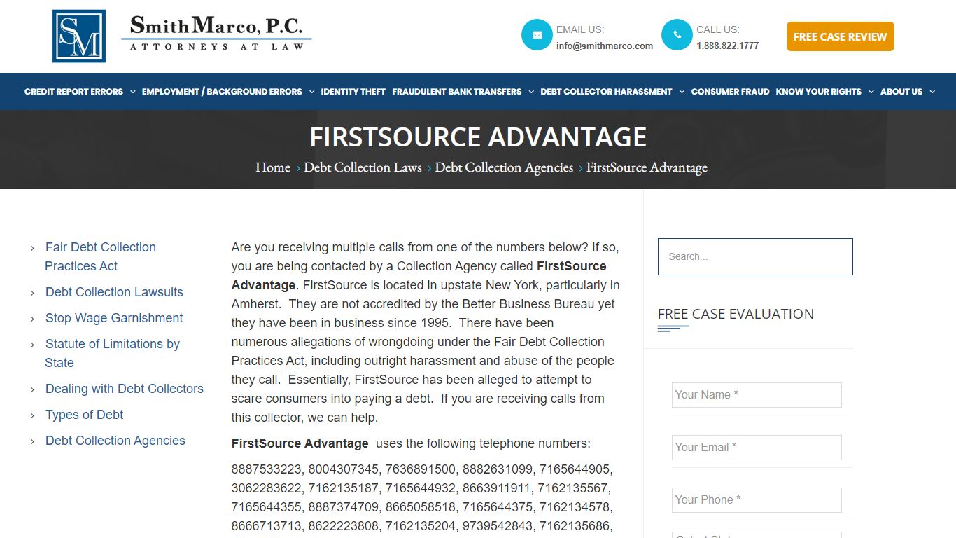 FirstSource Advantage | Debt Collection Agencies | SmithMarco